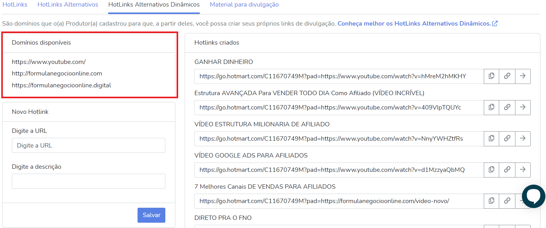 Como criar Links de Divulgação (HotLinks Alternativos Dinâmicos