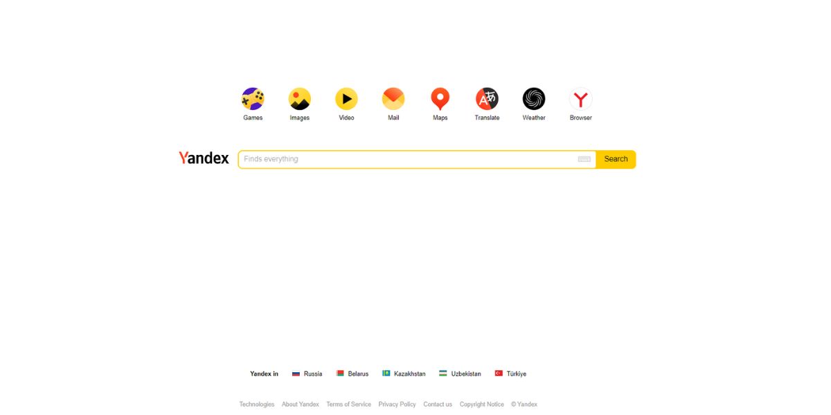 Yandex mecanismo de busca