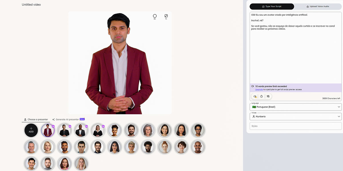 d-id ferramenta de inteligência artificial para criar vídeos com avatares