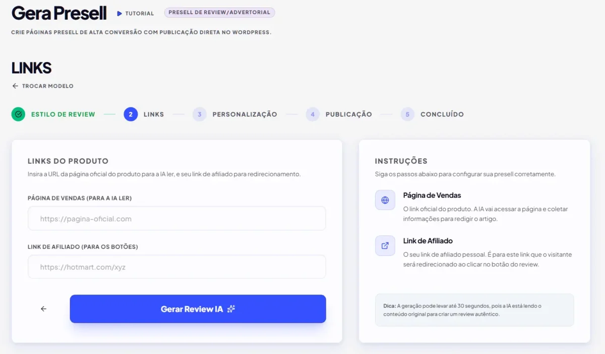 presell de review para google ads