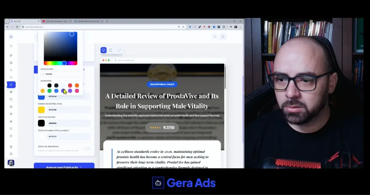 edição de presell review para afiliados na gringa