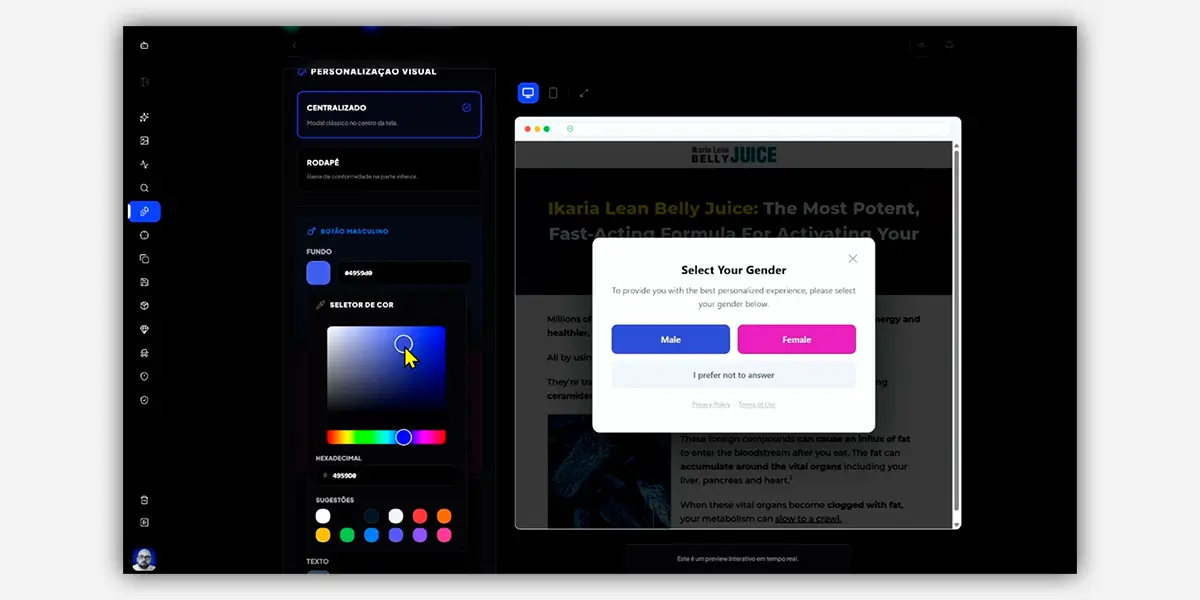 presell de gênero para afiliados no google ads