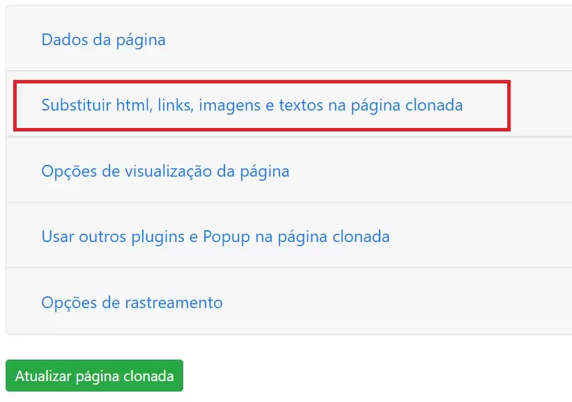 alterar texto na página clonada