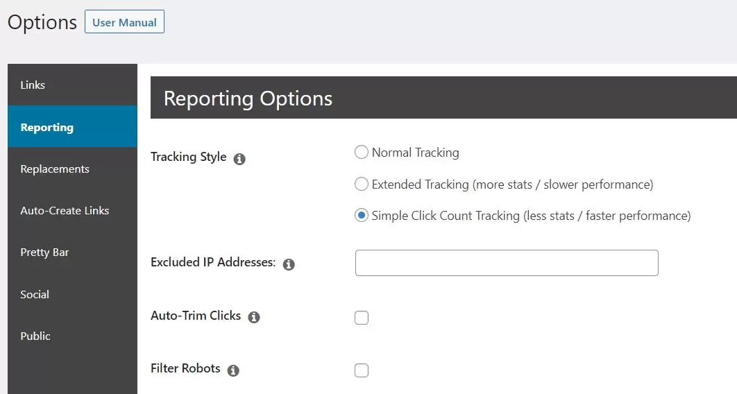 tracking style plugin pretty links