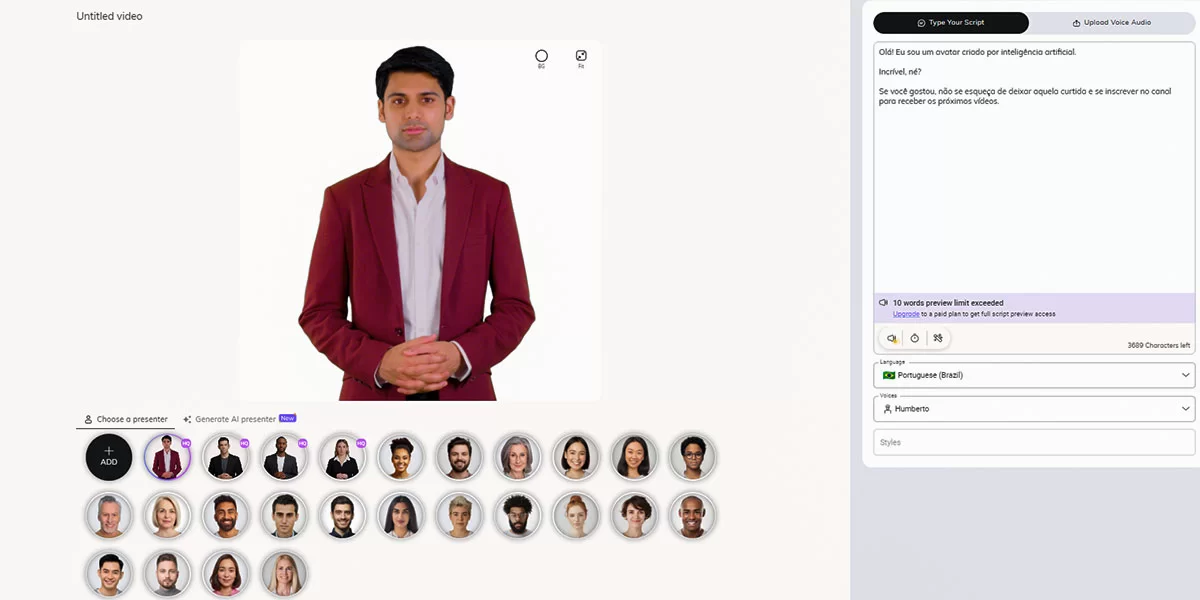 d-id ferramenta de inteligência artificial para criar vídeos com avatares