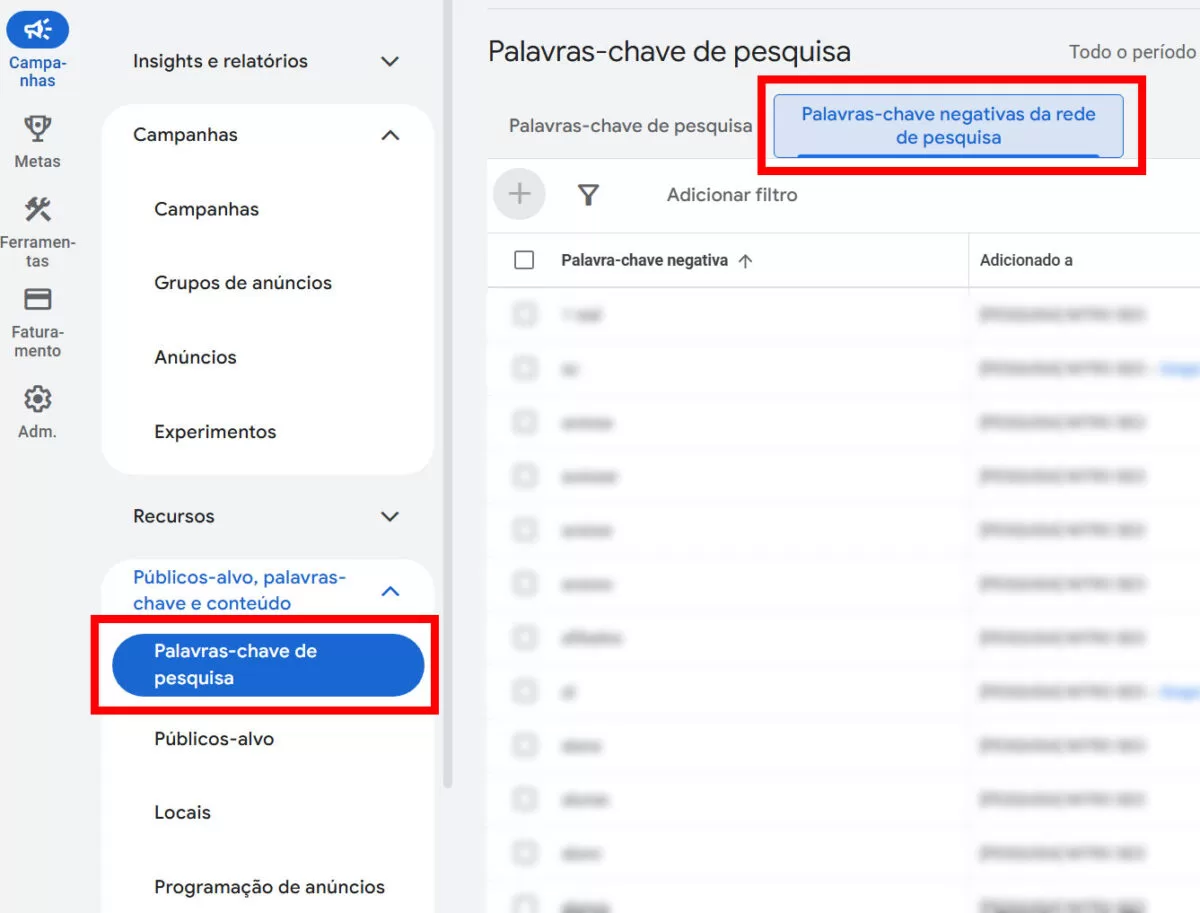 Como negativar palavras no Google Ads?